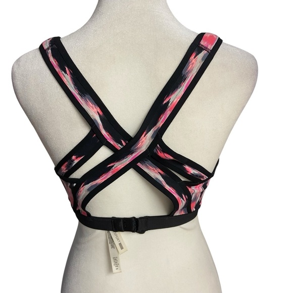 Victoria Secret Sport VSX Pink Black Sports Bra Size 32D Super Support Athletic - Picture 3 of 11